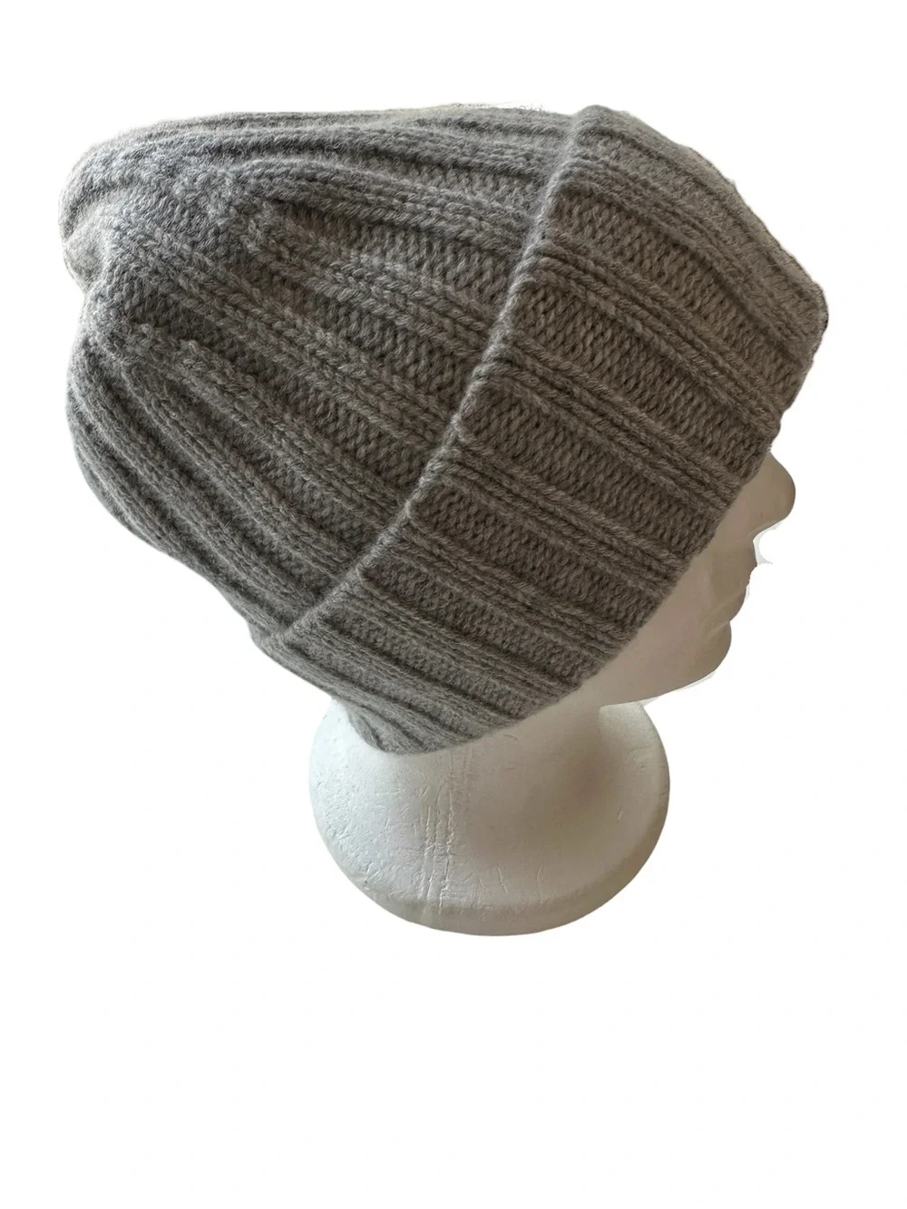Vince Marled Gray Ribbed Knit Beanie Hat Merino Wool Cashmere Blend Unisex New